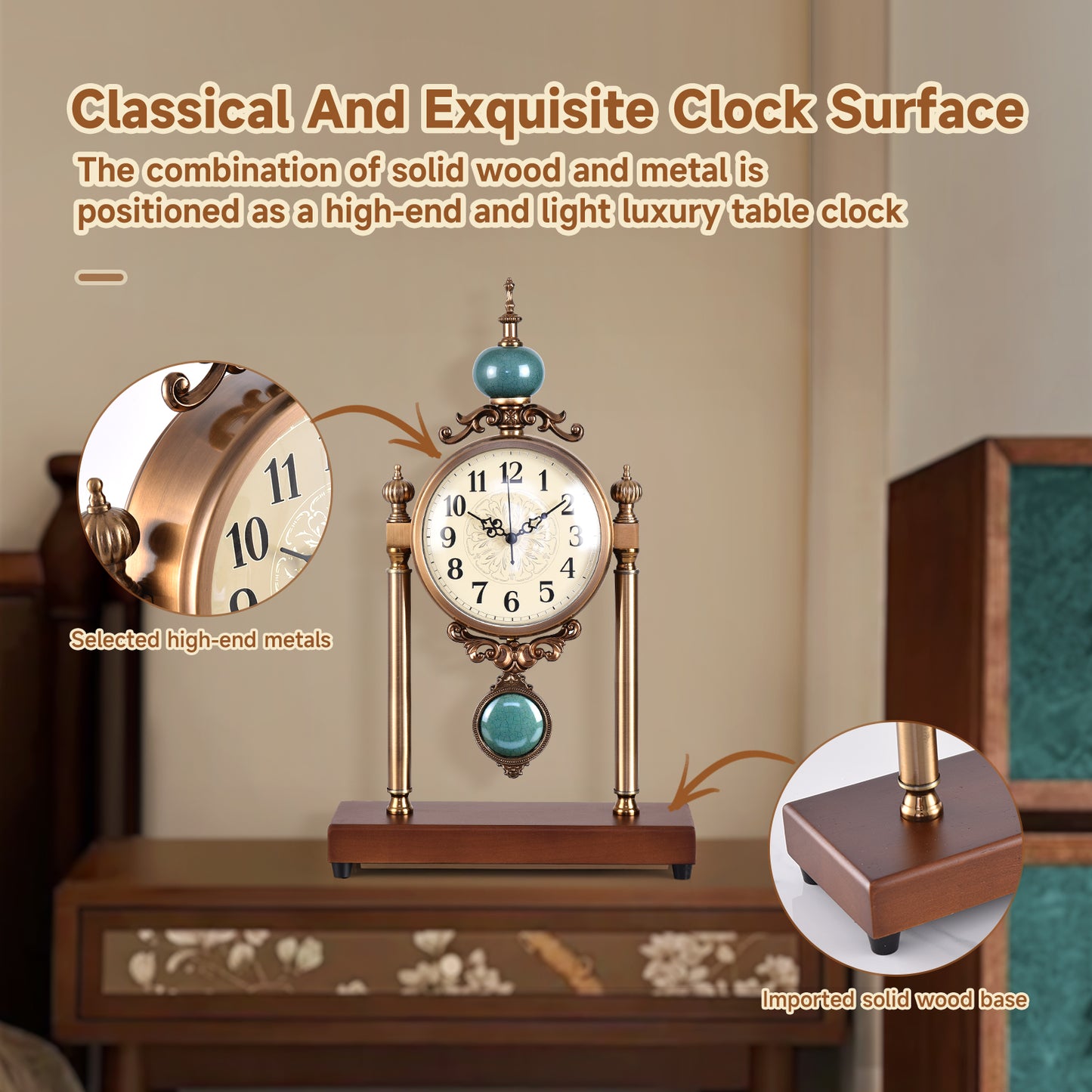 luxury home decor clock antique iron table clock for table ornaments living room /bedroom interior design whoelsale