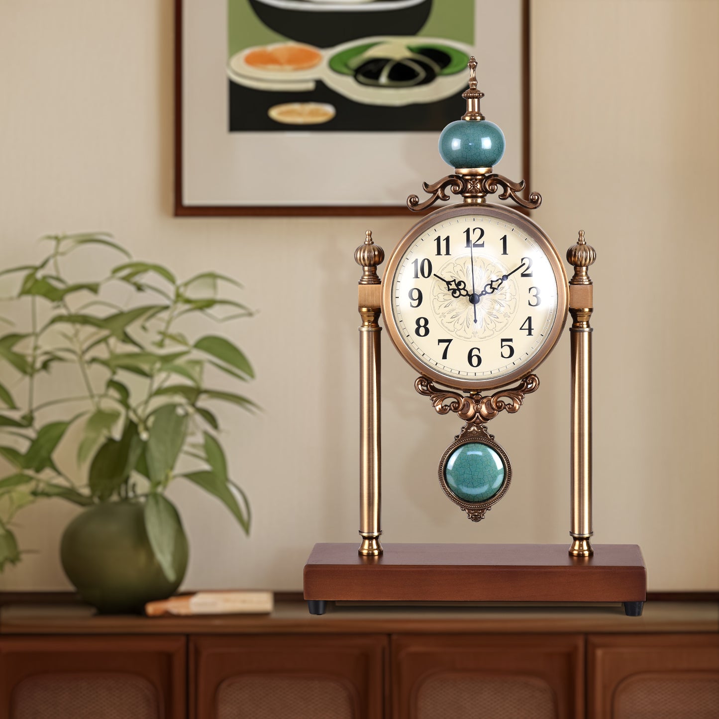 luxury home decor clock antique iron table clock for table ornaments living room /bedroom interior design whoelsale