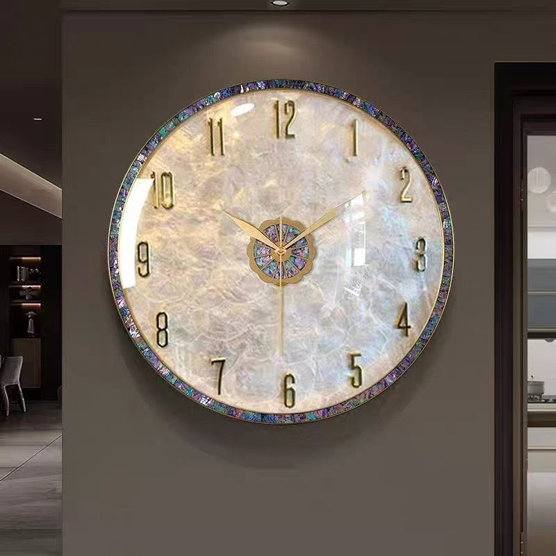 European style wall clock high quality iron shell wall clock creative shell metal clock design hanging in living room hotel office watch wholesale factory