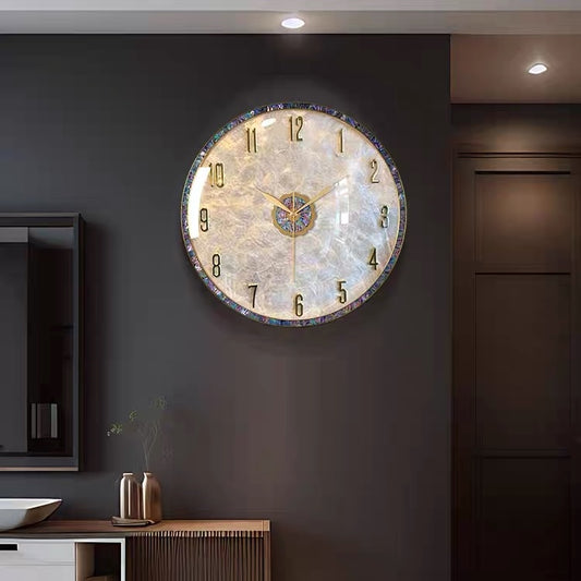European style wall clock high quality iron shell wall clock creative shell metal clock design hanging in living room hotel office watch wholesale factory