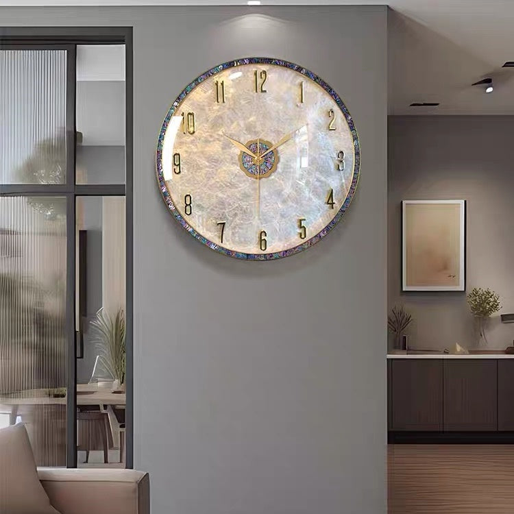 European style wall clock high quality iron shell wall clock creative shell metal clock design hanging in living room hotel office watch wholesale factory