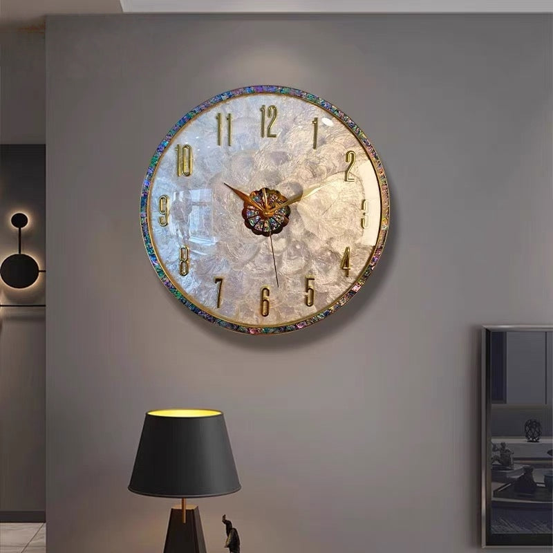 European style wall clock high quality iron shell wall clock creative shell metal clock design hanging in living room hotel office watch wholesale factory