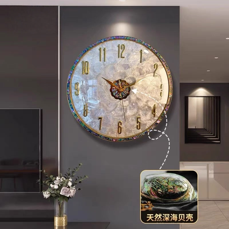 European style wall clock high quality iron shell wall clock creative shell metal clock design hanging in living room hotel office watch wholesale factory