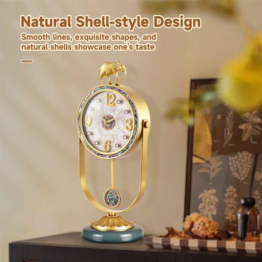 elegant luxury iron table clock elephant design desk unique shell clock for table top gold plated clock home office school decoration wholesale