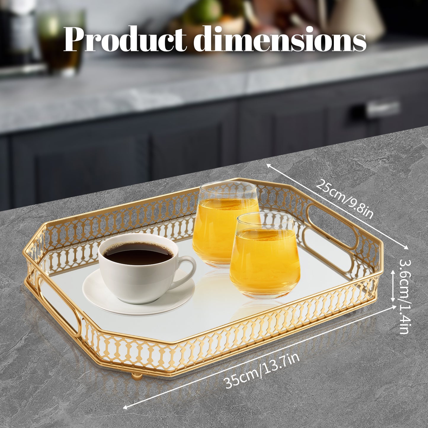European style glass mirror tray metal decorative trays for Cosmetics Dessert Serving Trays Perfume Jewelry Decorative Trays storage living room wholesale