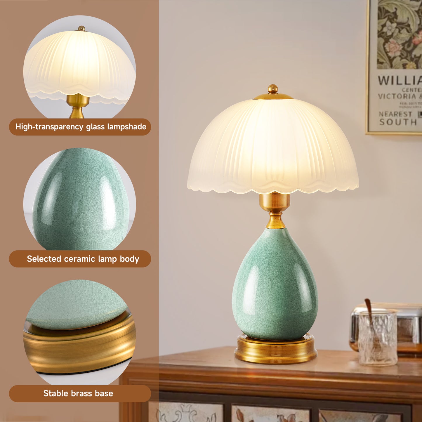 Table Lamp Bedside Lamps  American Living Room Simple Modern Creative Warm Romantic Bedroom Table Lights