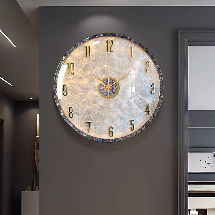 European style wall clock high quality iron shell wall clock creative shell metal clock design hanging in living room hotel office watch wholesale factory